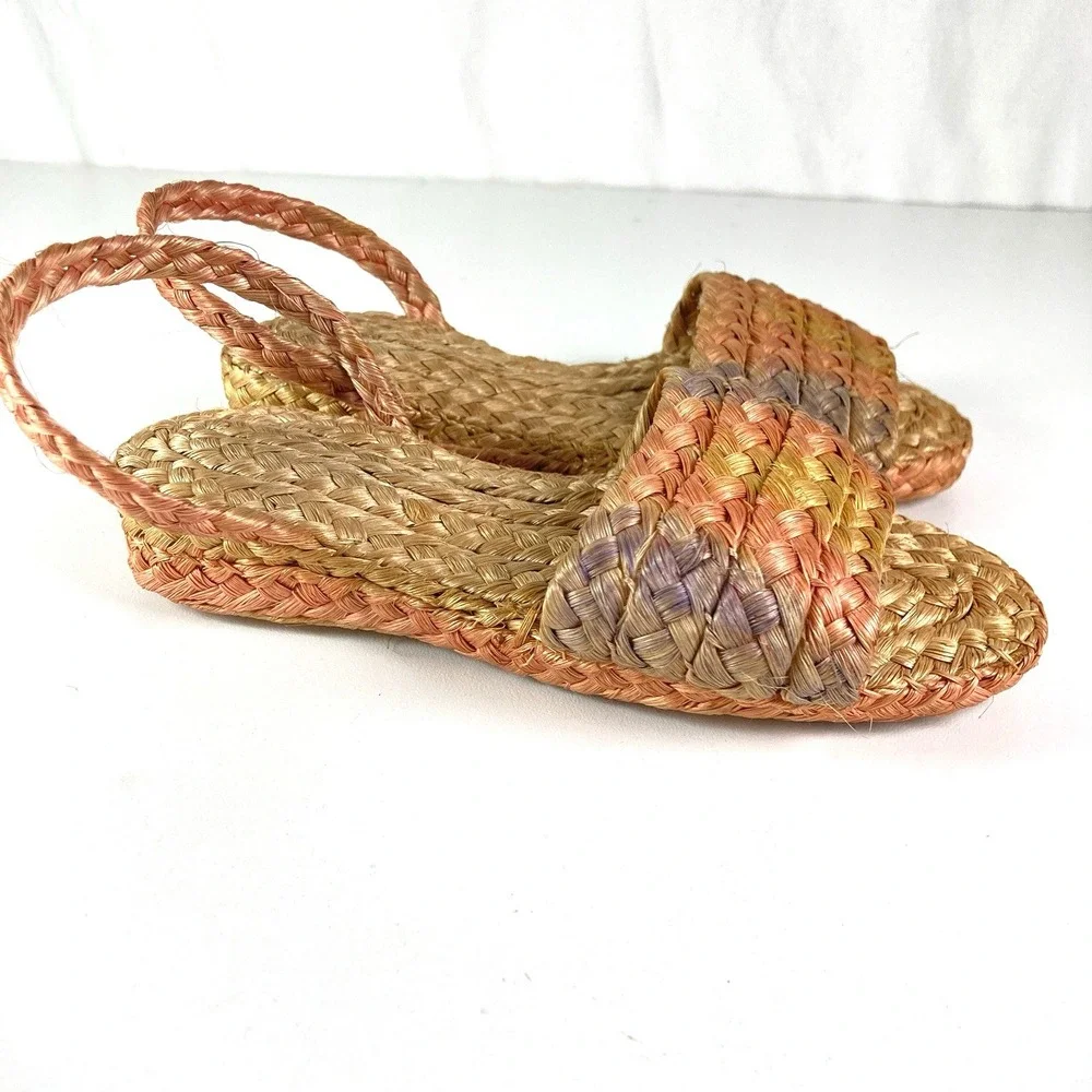 Raffia Hand Woven Straw Resortwear Handmade Island Luau Wedding Sandals Girls 8